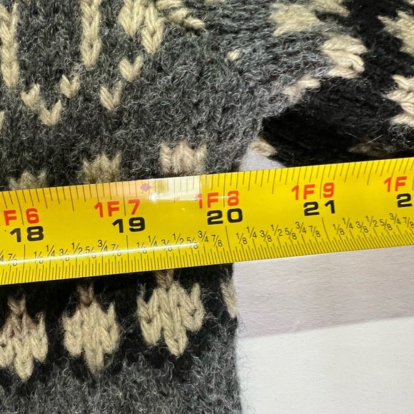 Charter Club wool blend S long line open front cardigan fair isle cream gray - Picture 4 of 8